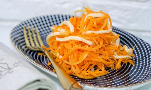Морковный салат по-корейски с кальмарами